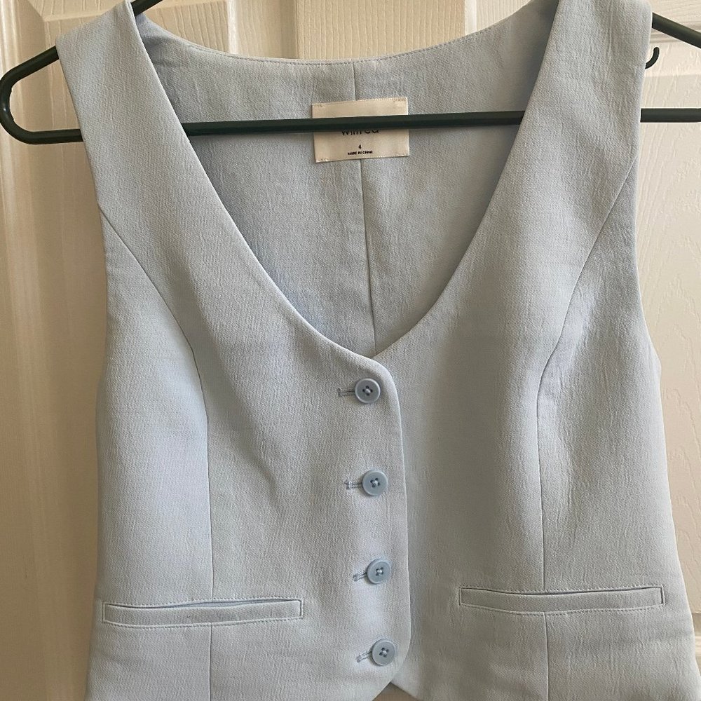 Aritzia Light Blue Button-Up Vest Top
